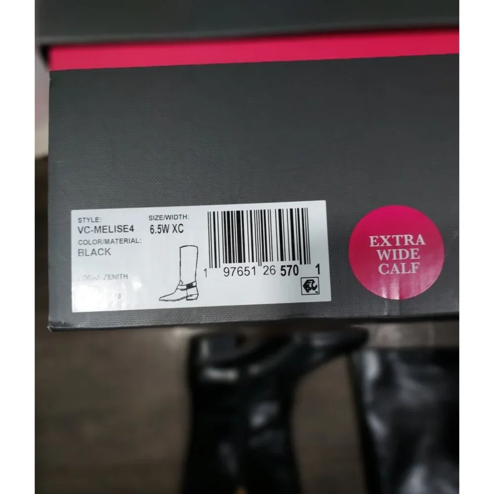 Vince Camuto Melise Extra Wide Calf Black Leather Knee High Boots Size 6.5 W NWT - Picture 6 of 9